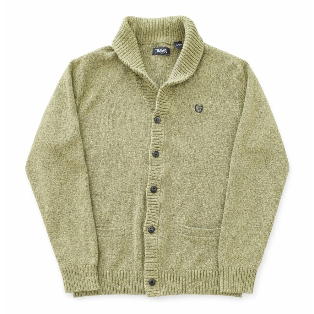 Chaps Sweater Mens L Green Shawl Collar Button Cardigan Knit Grandpa Classic